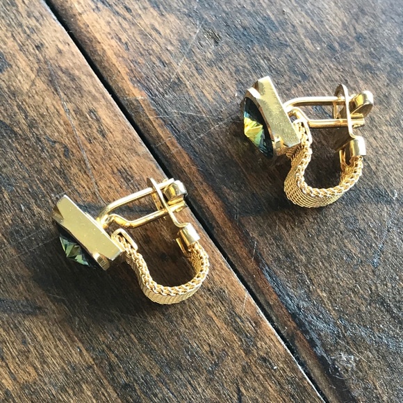 Mens Gold GQ Cufflinks 1960s RARE Austrian Crystal - Picture 5 of 7